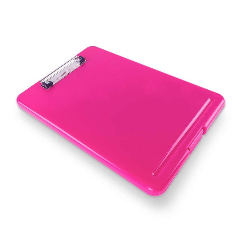 Super Z Outlet Clipboard with Storage Slim Folding for Nursing, Teachers, Coaches & Office, Plastic Heavy Duty with Pen Holder (9.5â€ x 13.5â€) (Pink) - Image 2